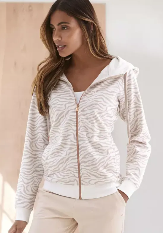 Kapuzensweatjacke"/ Sweatshirtjacke Mit Details In Rosegold"