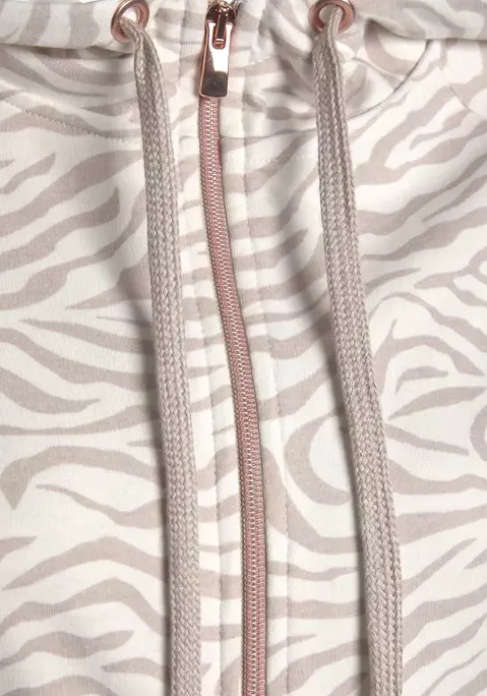 Kapuzensweatjacke"/ Sweatshirtjacke Mit Details In Rosegold"